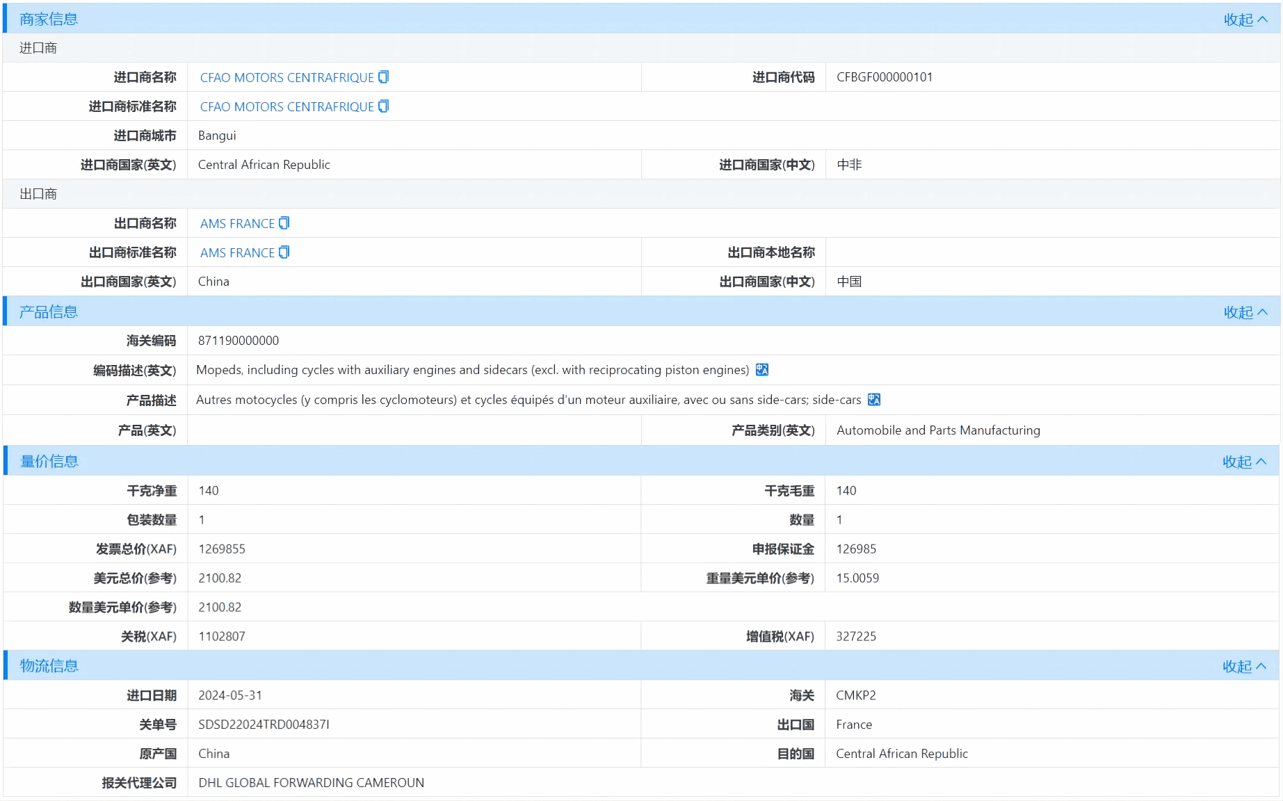 中非海关数据,海关数据,凯发K8海关数据